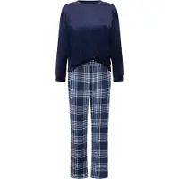Hunkemoller Pyjama laivastonsininen / meleerattu sininen / offwhite