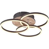 TRIO Circle LED kattovalaisin 43cm 2700-6000K 27W mattamusta/puu