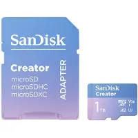 SanDisk Creator 1 Tt MicroSDXC UHS-I A2 -muistikortti + SD-adapteri, sininen