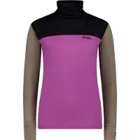 Mons Royale Women's Yotei Merino High Neck Long Sleeve Purple Bolt/Walnut/Black Kerrasto yläosat XS