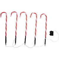 Luca Lighting 5 punaisen ja valkoisen piparminttutankovalon sarja sis. LED-ajastimella IP44 - Melchior