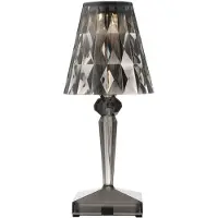 Kartell LED-paristopöytävalaisin Paristo, 30 cm, savunharmaa, IP54 Battery, Alumiini/harmaa/sinkki, Makuuhuone, Synteettinen materiaali, Design
