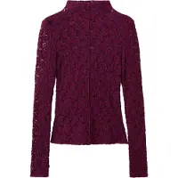 Mango Lace Top With Perkins Collar - Burgundy - XS