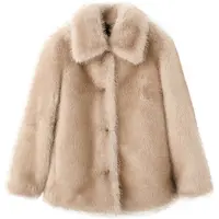 Mango Faux-Fur Coat With Buttons - Beige - M