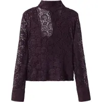 Mango Lace Shirt With Scarf - Burgundy - M