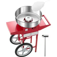 Vevor sähköinen hattarakone kärryllä, 1000 W:n ammattimainen hattarakone, jossa 52 cm:n ruostumattomasta teräksestä valmistettu kulho, sokerikauha ja laatikko, helppokäyttöinen, kotiin, lasten syntymä
