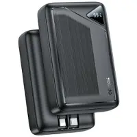Yesido YP85 20000mAh Powerbank sisäänrakennetuilla Type-C ja Lightning-kaapeleilla - 22.5W - musta