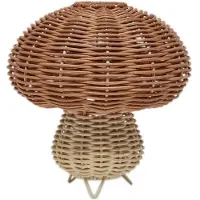 OYOY MINI Mushroom Rattan Night Light - Beige - 15X15CM