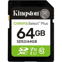 Kingston 64GB Canvas Select Plus SDXC -muistikortti, UHS-I V10 U1, 100 MB/s