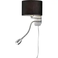 TRIO Round seinävalaisin lukuvalolla 1xE14 + LED 3W musta