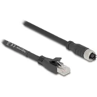 DeLOCK 80589, 1 m, Cat5e, S/FTP (S-STP), M12, RJ-45, Musta