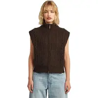 G-Star Cable Full Zip Vest Knit - Brown - Women