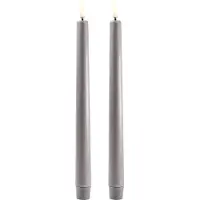 Uyuni - LED taper candle 2-pack - Grey, Smooth - 2,3x25 cm (UL-TA-GR02325-2) - E