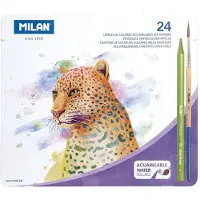 Milan Metallilaatikko 24 Todocolor-värikyniä 100% Vesiliukoinen Lyijy + 1 Sivellin