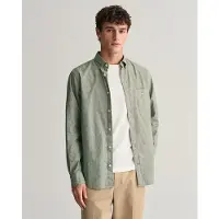 Gant for man. 3240100 Regular Fit Shirt in green cotton and linen (M), Casual, Long sleeve