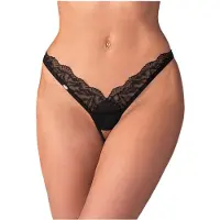 Obsessive - läpikuultavat pitsitangat - musta - L/XL