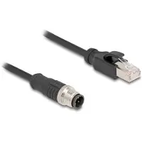 DeLOCK 80850, 1 m, Cat5e, S/FTP (S-STP), M12, RJ-45, Musta