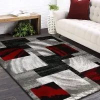 Hobby Hall Matto harmaa/punainen 160x220cm