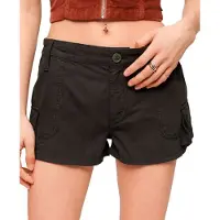 Superdry for woman. W7110406A Vintage Utility Cargo Shorts in Washed Black (M), Casual, Cotton