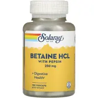Solaray Betaine Hcl With Pepsin 250mg Enzymes And Digestive Aids Kapselit 180 Yksiköt