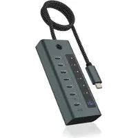 Icy Box – IB-HUB1457-C31, USB 3.2 Gen 1 (3.1 Gen 1) Type-C, USB 3.2 Gen 2 (3.1 Gen 2) Type-C, USB Type-C, 10000 Mbit/s, Sininen, Harmaa, Alumiini, 20 W