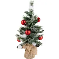 Joulukuusi valkoinen punaisella 60cm sis. LED-valoilla ja ajastimella - Jack
