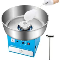 Vevor sähköinen hattarakone, 1000 W:n ammattimainen hattarakone, jossa 52 cm ruostumattomasta teräksestä valmistettu kulho, sokerikauha ja laatikko, helppo kotikäyttö, täydellinen lasten syntymäpäivil