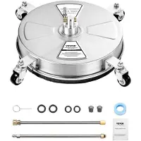 Vevor 15" painepesuri pintojen puhdistamiseen, ruostumattomasta teräksestä valmistetut painepesurin lisäosat, 4 pyörää, 4000 max. PSI, 1/4 pikaliitin, 2 suihkusuutinta, 2 pidennettyä sauvaa betonille,