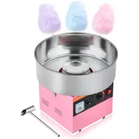 Vevor -hattarakone, kaupallinen, 1000 W:n sähköinen hattarakone, helppokäyttöinen, 38 cm:n ruostumattomasta teräksestä valmistettu kulho ja sokerikauha, tekee kovia karkkeja kotikäyttöön lasten syntymä