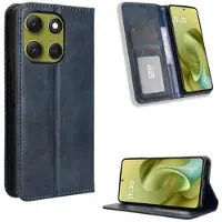 Mtp Products Motorola Moto G86 Retro Lompakkokotelo Magneettisella Sulkijalla - Sininen