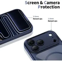 Tech-Protect Magpeak Magsafe CC Case for iPhone 17 Pro Max - Clear and Navy Blue