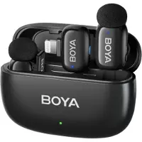 Boya Mini 2-03, Lightning -langaton solmiomikrofoni (sis. 2 lähetintä + 1 vastaanotin + kotelo), matte black, lunar silver
