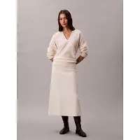 Calvin Klein Boiled Wool Midi Skirt - Cream - M