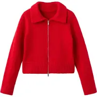 Mango Cardigan With Shirt Collar - Red - S