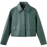 Mango Faux-Leather Jacket With Pockets - Green - XS