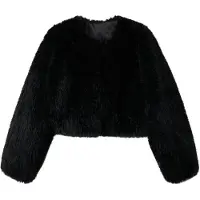 Mango Faux-Fur Cropped Jacket - Black - XL