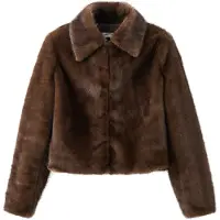 Mango Faux-Fur Jacket With Lapels - Brown - XS
