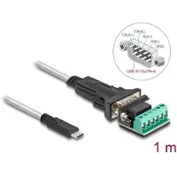 DeLOCK 64269, Musta, Läpinäkyvä, 1 m, USB Type-C, DB-9, Uros, Uros/naaras