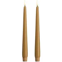 Moods & More LED taper candle - Slim - Honey mustard - 23x250 mm - 2 pcs