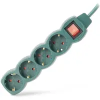 Entac jatkojohto 4 pistorasiaa 5m 3680W IP20 kytkimellä, vihreä