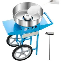 Vevor sähköinen hattarakone kärryllä, 1000 W:n ammattimainen hattarakone, jossa 52 cm:n ruostumattomasta teräksestä valmistettu kulho, sokerikauha ja laatikko, helppokäyttöinen, kotiin, lasten syntymä