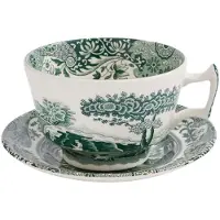 Spode Heritage Green Italian aamiaiskuppi + aluslautanen 28 cl, vihreä/valkoinen