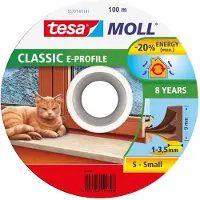 TESA Itseliimautuva tiiviste ikkunoihin ja oviin, kumi, E-profiili, ruskea, 100 m x 9 mm