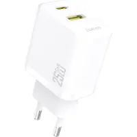 Dudao A26TEU-sovitin 25Watt 1xUSB-C 1xUSB-A Valkoinen