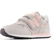 New Balance unisex for kids. PV574V1 Leather 574 Core Hook & Loop grey trainers (30.5 W), Flat, Velcro, Casual, children's fashion