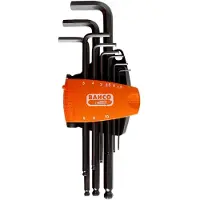 Bahco kuusiokoloavainsarja BE-9678, pallopää, pitkät, 1,5–10 mm, 9 osaa