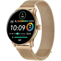 INF Monitoiminen älykello, jossa Bluetooth-puhelut, terveyden seuranta ja useita urheilutiloja Kulta