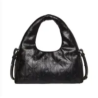 Calvin Klein Emblem Aop Puffer Bag With Strap - Black - ONE SIZE