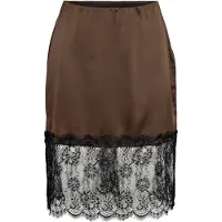 Noisy May Nminferno Mw Short Satin Lace Skirt - Brown - L