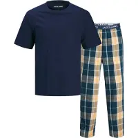 Jack & Jones Pitkä pyjama 'JACLUCA' kerma / laivastonsininen / petrooli